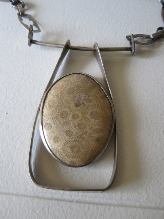 PETOSKEY FOSSILIZED CORAL Artisan Pendant Necklace - image 1