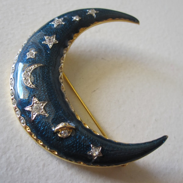 CRESCENT MOON ENAMEL Brooch