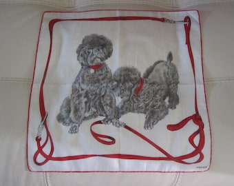 GRAY POODLE DOGS Cotton Handkerchief