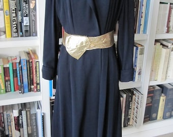 FORSTMANN 1940s Navy Blue WRAP DRESS