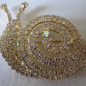 RHINESTONE SNAIL BROOCH