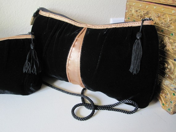 MATCHING BLACK VELVET & Satin Evening Bags - image 3