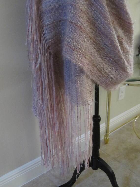 HAND LOOMED WOOL Fringed Wrap - image 9