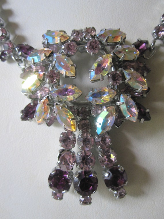 Vintage JULIANA ? PINK & PURPLE ABRhinestone Neckl