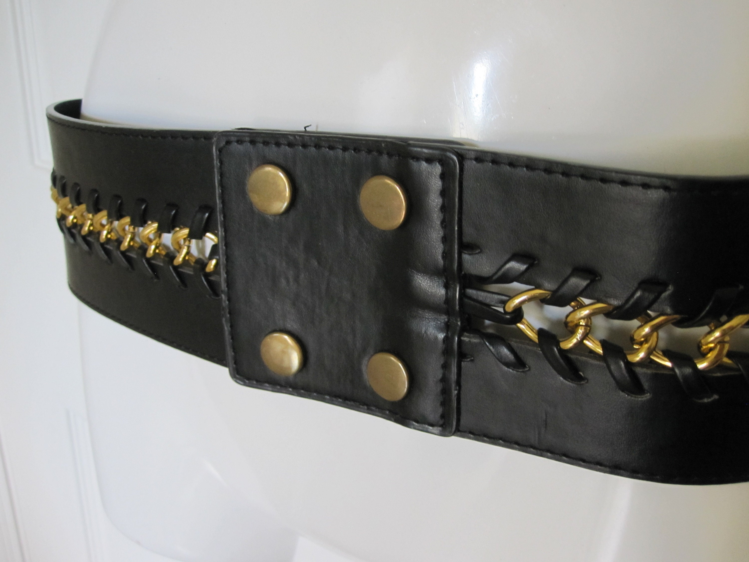 パリコレクション WIDE Etsy - Belt Chain LEATHER BLACK 小物