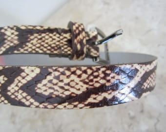 SNAKESKIN LEATHER  BELT with Silver Buckle