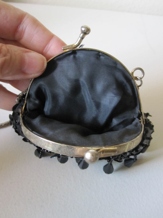 SMALL BLACK BEADED Sequin Purse - image 8