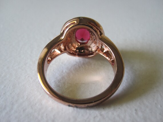 FAUX RUBY CRYSTAL Gold Ring Size 9 - image 5