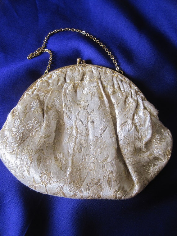 ANTIQUE FRENCH Gold Evening Bag WRISTLET