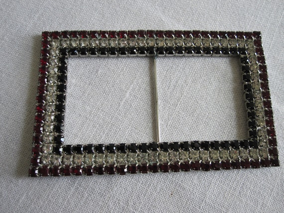 HUGE RHINESTONE Belt BUCKLE 1940s - image 2