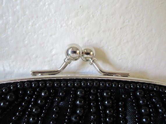 BLACK BEADED POUCH Evening Bag 1980's - image 2