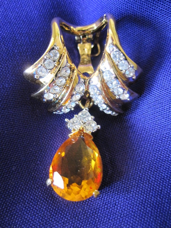 CITRINE RHINESTONE TEARDROP Pendant