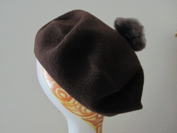 CHILDS BROWN Wool BERET With Faux Fur - image 7