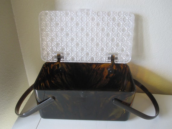 TORTOISE SHELL LUCITE Handbag/Case 1970 - image 8