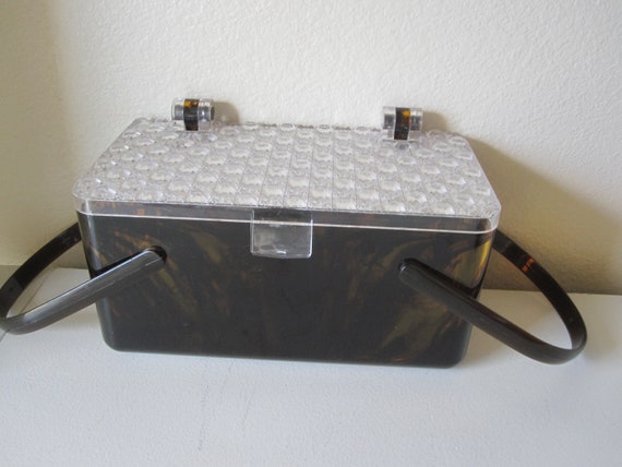 TORTOISE SHELL LUCITE Handbag/Case 1970 - image 10