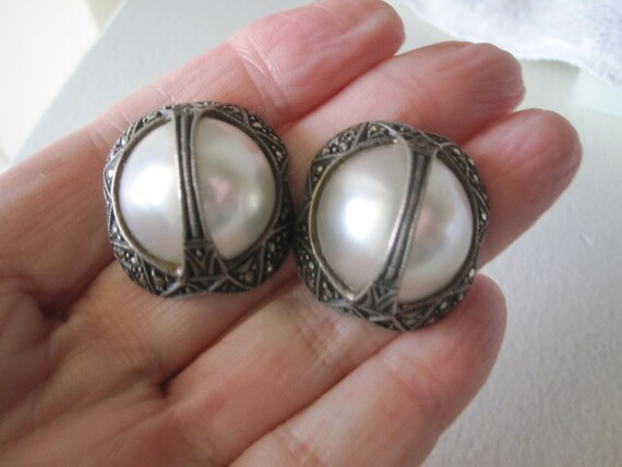 JUDITH JACK PEARL Marcasite Earrings View 5