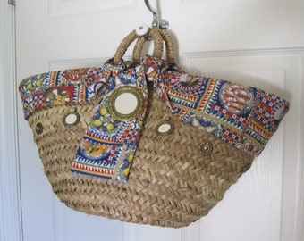 COLORFUL RAFFIA MIRRORED Purse/Beach Bag