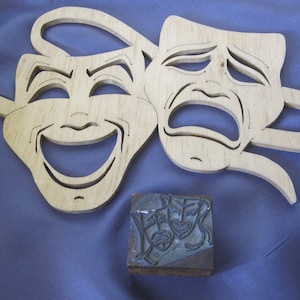 COMEDY & TRAGEDY WOOD Mask Template And Stamp