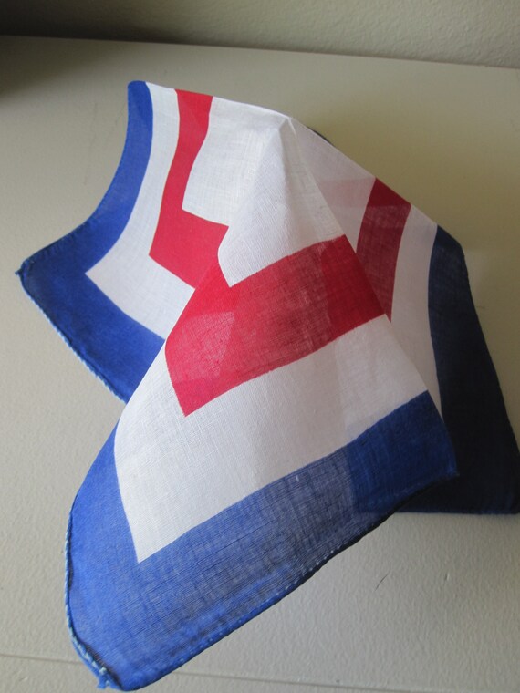 1960s RED WHITE & BLUE Patriotic Handkerchief - image 6