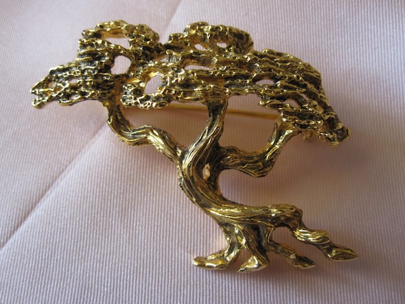TORTOLANI GOLD TREE Brooch Signed - image 2