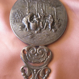 Small VINTAGE SILVER ORNATE Hand Mirror