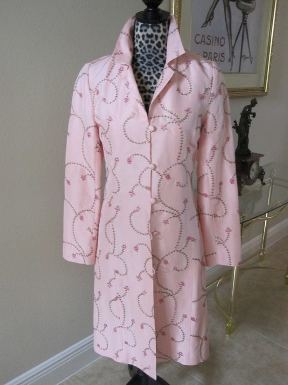 PINK EMBROIDERED SILK Coat