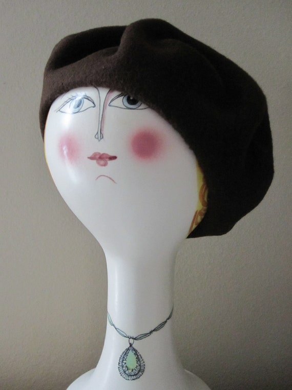 CHILDS BROWN Wool BERET With Faux Fur - image 4