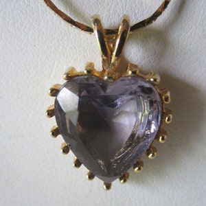 AMETHYST GLASS HEART Pendant Necklace
