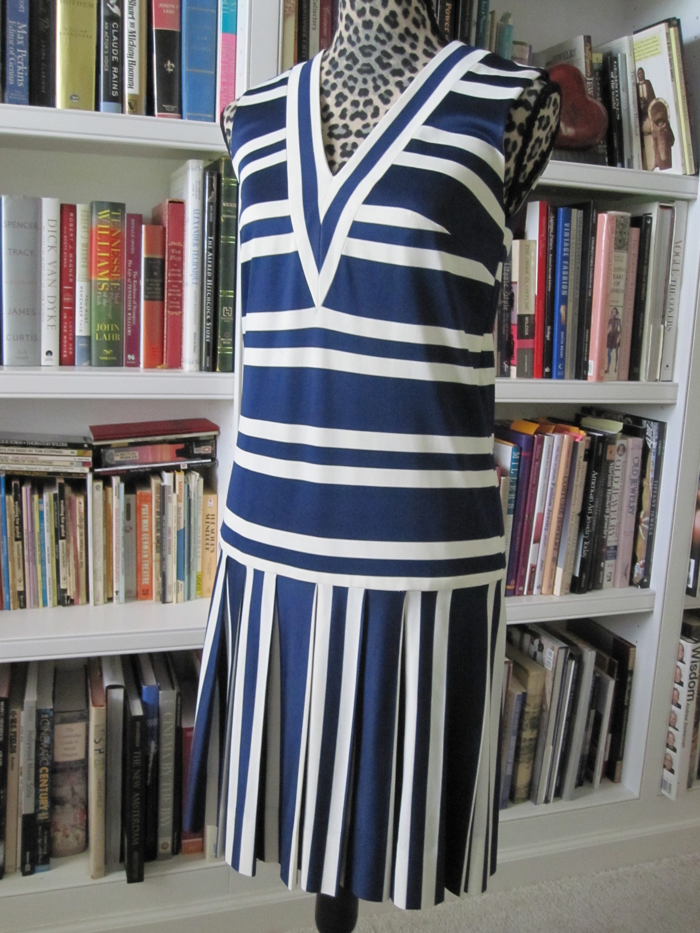 NAVY Blue STRIPED JERSEY Dress - Etsy