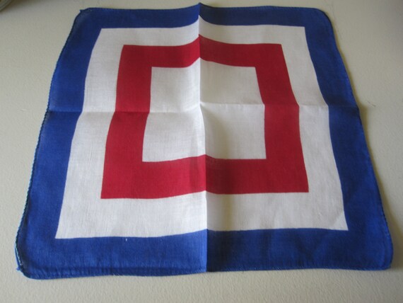 1960s RED WHITE & BLUE Patriotic Handkerchief - image 5