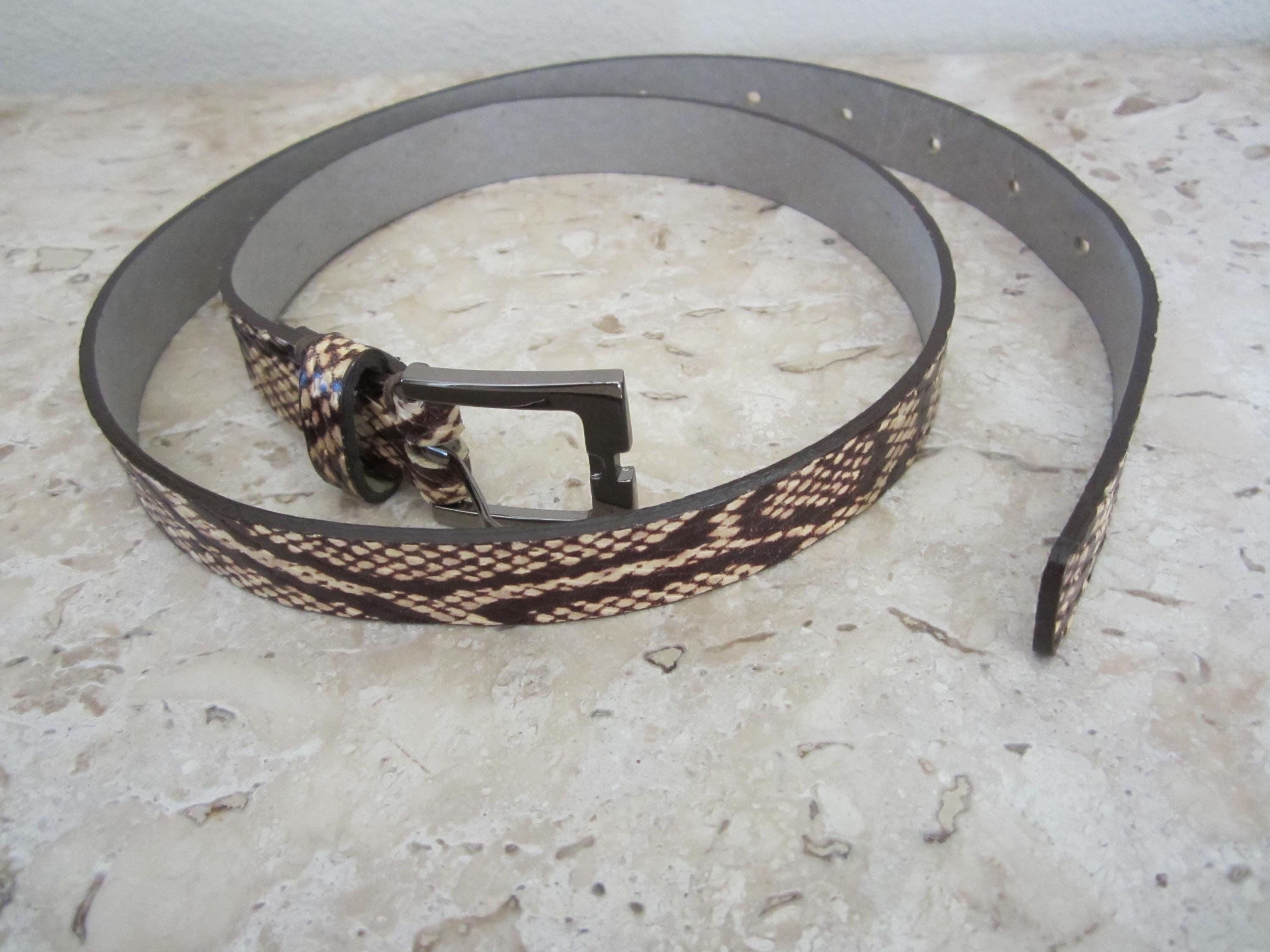 SNAKESKIN LEATHER BELT With Silver Buckle - Etsy display picture 3