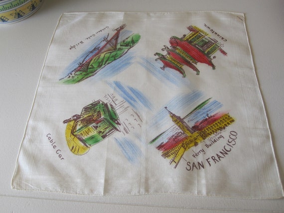 SAN FRANCISCO LINEN Souvenir Handkerchief Hand Ro… - image 2