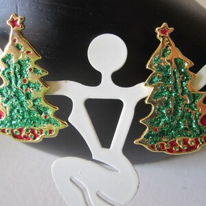 ENAMEL GLITTER CHRISTMAS Earrings Clip On