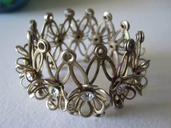 RHINESTONE ACCORDIAN BRACELET 1940s - image 4