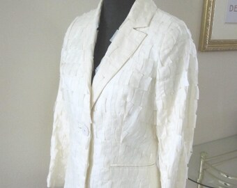 ITALIAN WHITE LINEN Kriziapoi Designer Jacket
