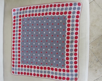 Fazzoletto a pois rosso, bianco e grigio anni '60