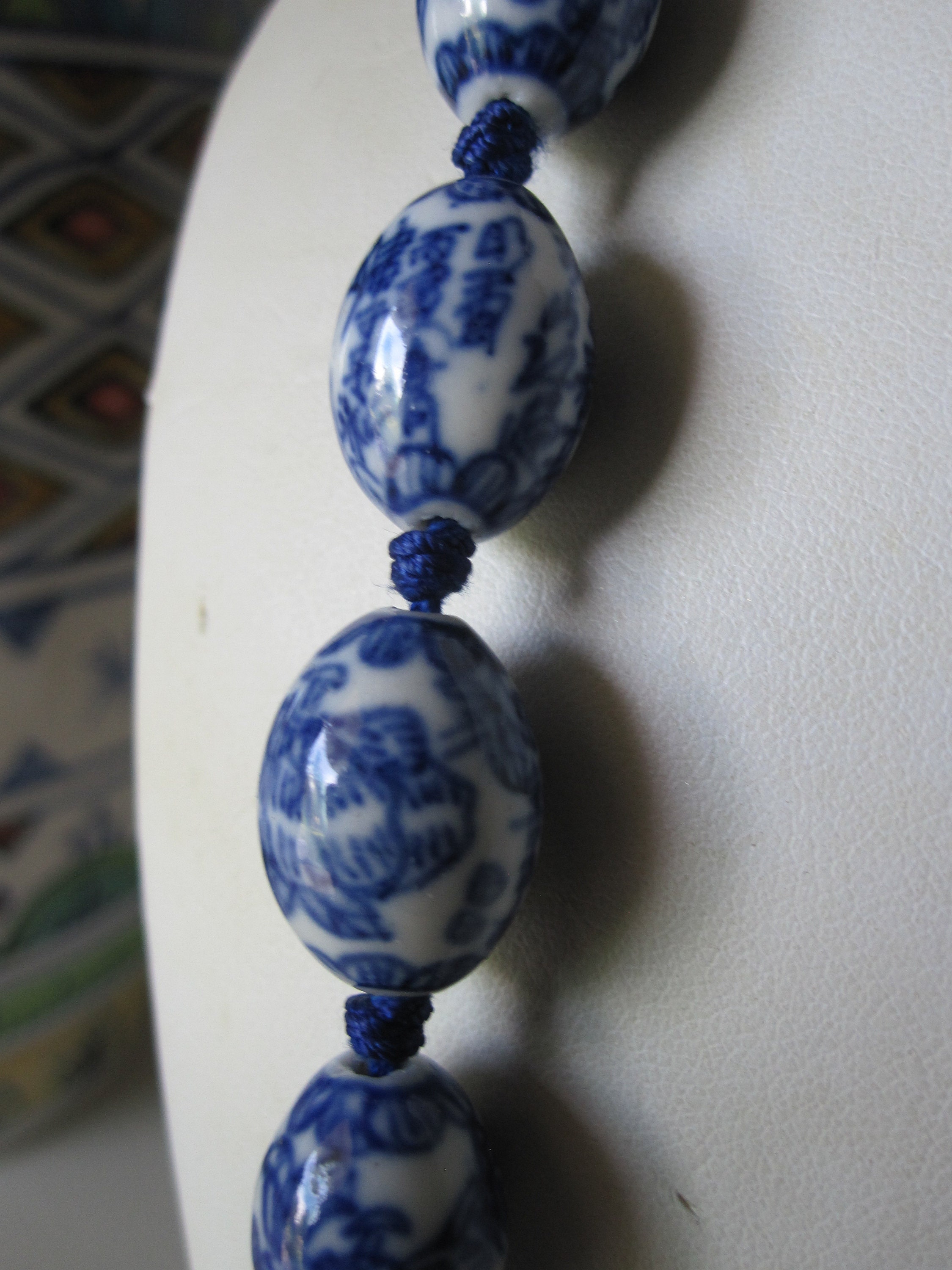 アクセサリー blue and white porcelain ribbon necklace BLUE CHINESE PORCELAIN Beaded Necklace - Etsy
