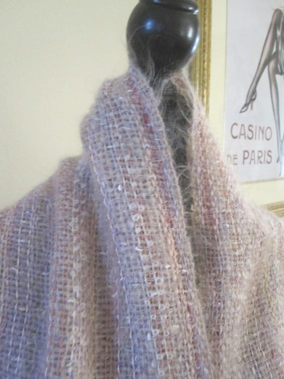 HAND LOOMED WOOL Fringed Wrap - image 3