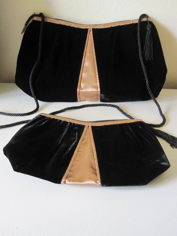 MATCHING BLACK VELVET & Satin Evening Bags - image 7