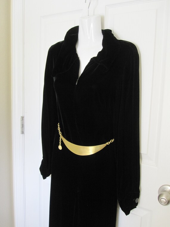 BLACK VELOUR JUMPSUIT 100% Rayon - image 3