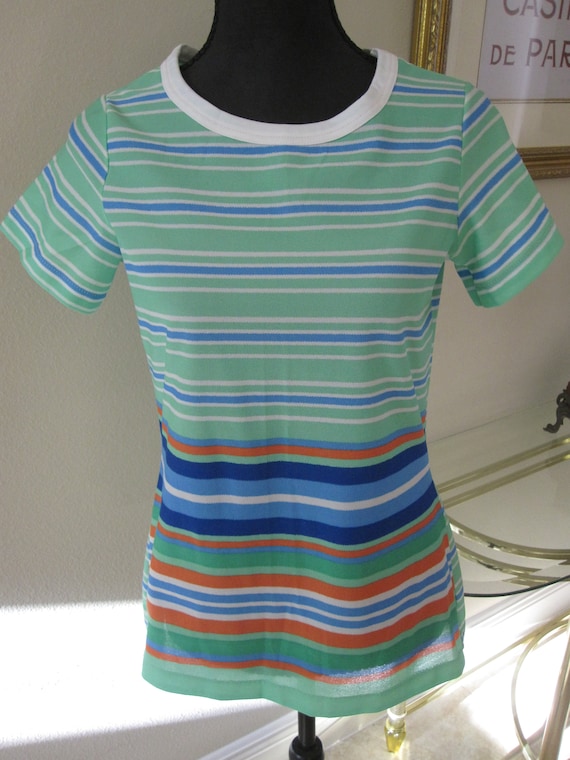 STRIPED POLYESTER T SHIRT Circa 1960s