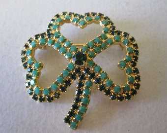 GREEN CRYSTAL SHAMROCK Brooch