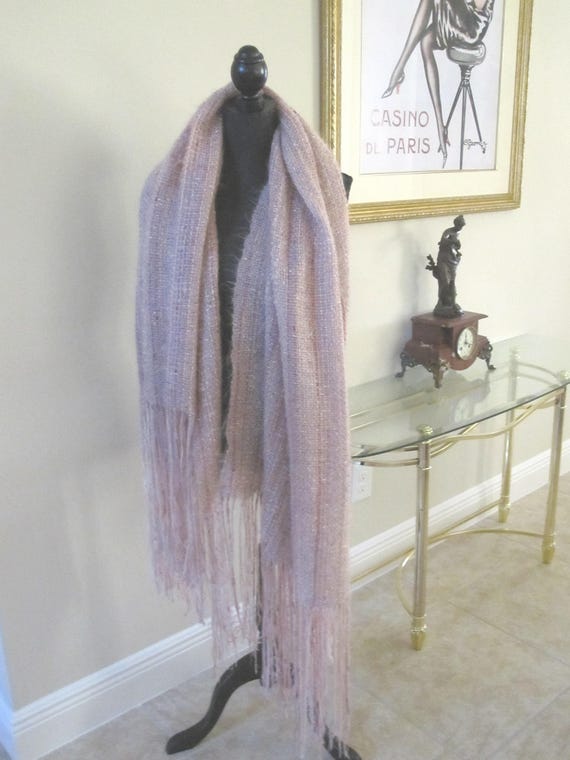 HAND LOOMED WOOL Fringed Wrap - image 9