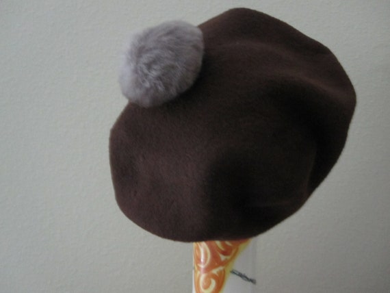 CHILDS BROWN Wool BERET With Faux Fur - image 10