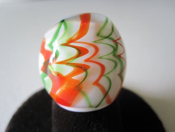 ORANGE SWIRL Murano Glass DOME Ring