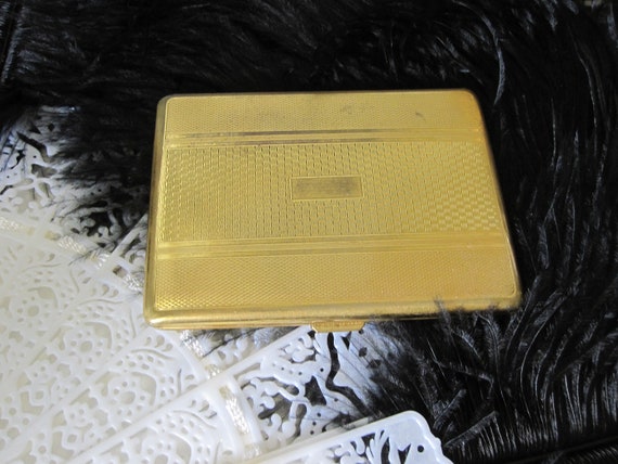 Lion Head Gold Cigarette Case in Hand Painted Black Enamel 