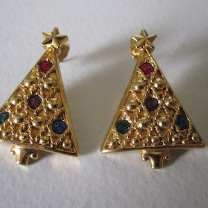 AVON RHINESTONE CHRISTMAS Earrings Vintage Pierced