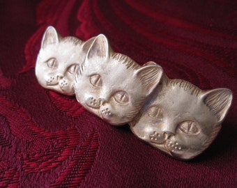 THREE CATS Gold Plated Brooch