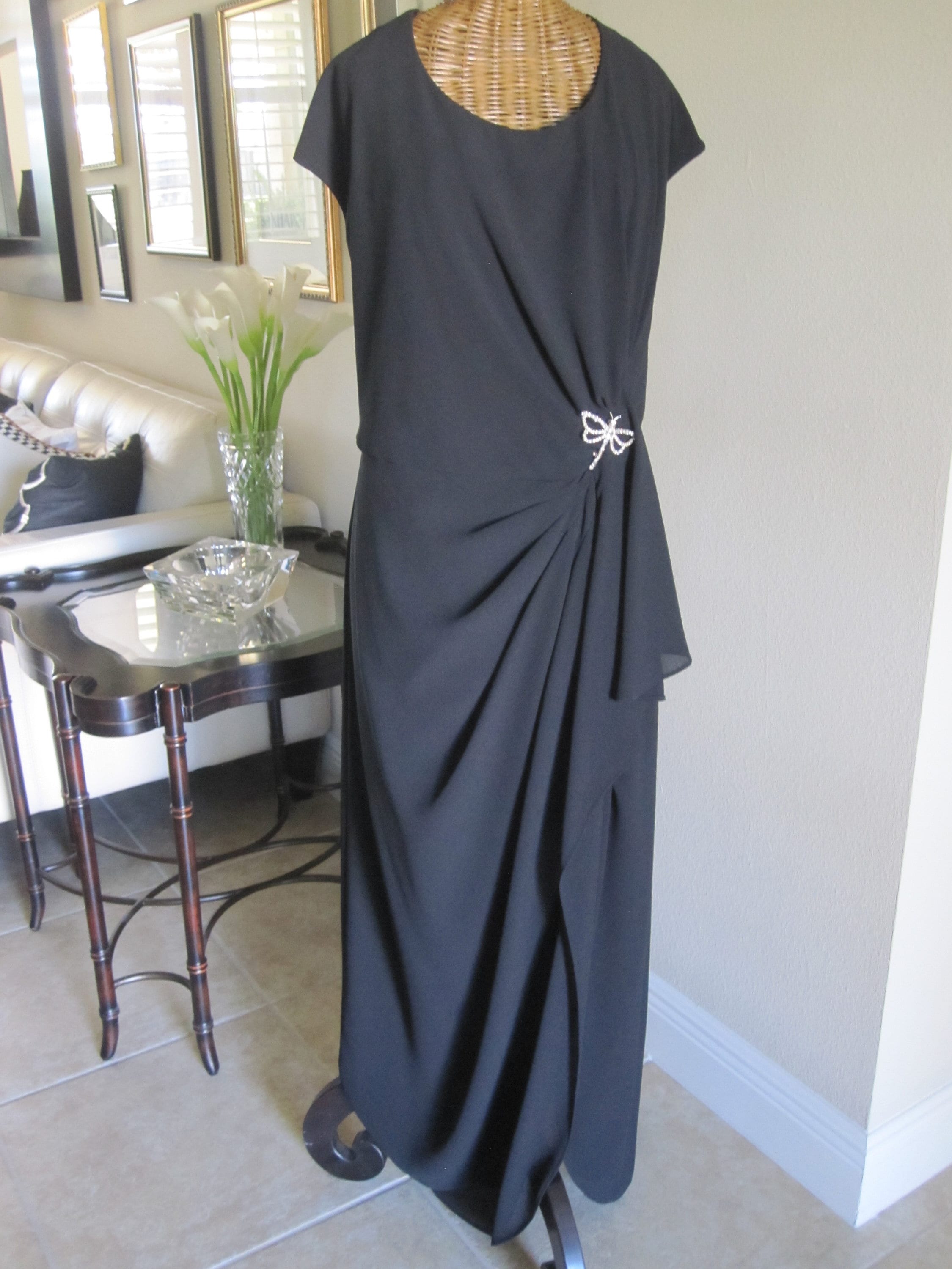 BLACK MAXI DRESS Size 16 Jeffrey & Dara Evenings by Tom Barra - Etsy