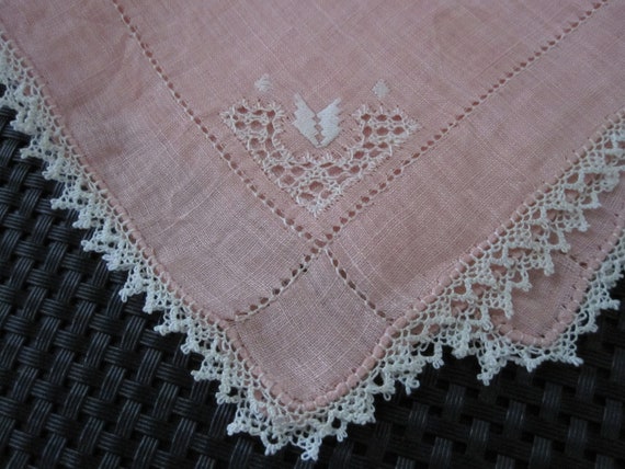 2 ANTIQUE LACE Linen Handkerchiefs - image 4